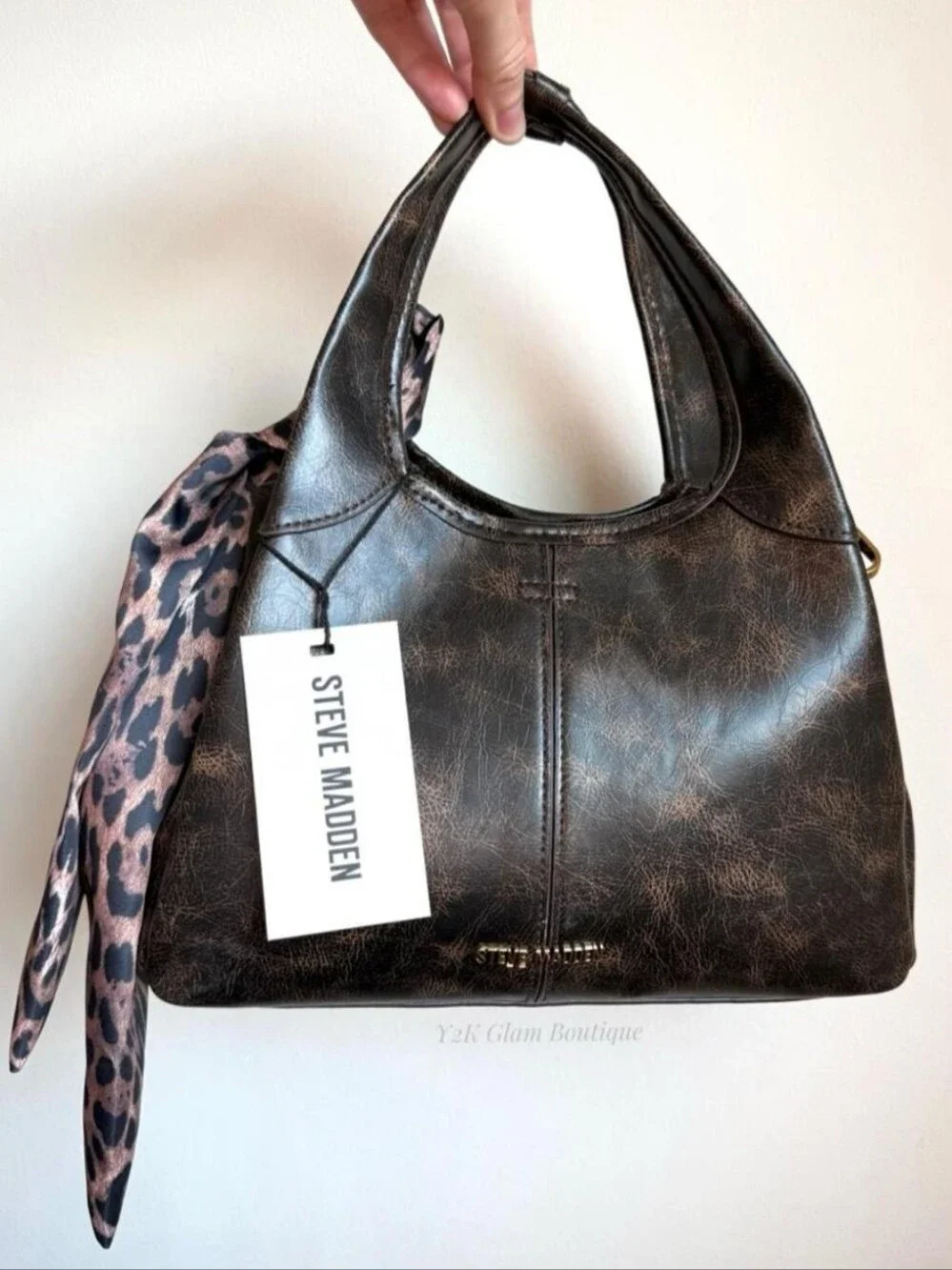 Steve Madden Brown Distressed Leather Tote Bag